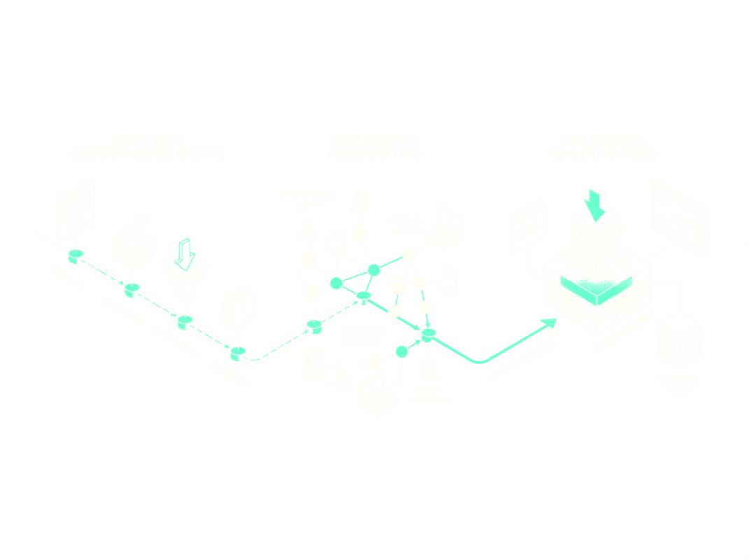 Diagram: product events flowing into the lakehouse for analysis